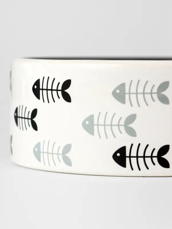 Миска &laquo;Рыбные косточки&raquo;, 300 мл, 12.5&times;4.5 см, керамика, серая, белая