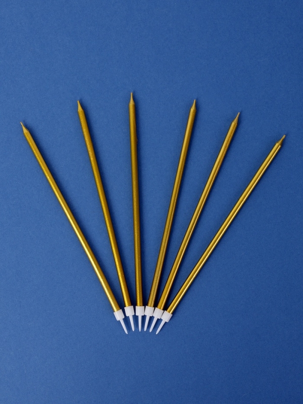 Свечи в торт Свечи в торт "Высокий Ройс", 6 шт, золото