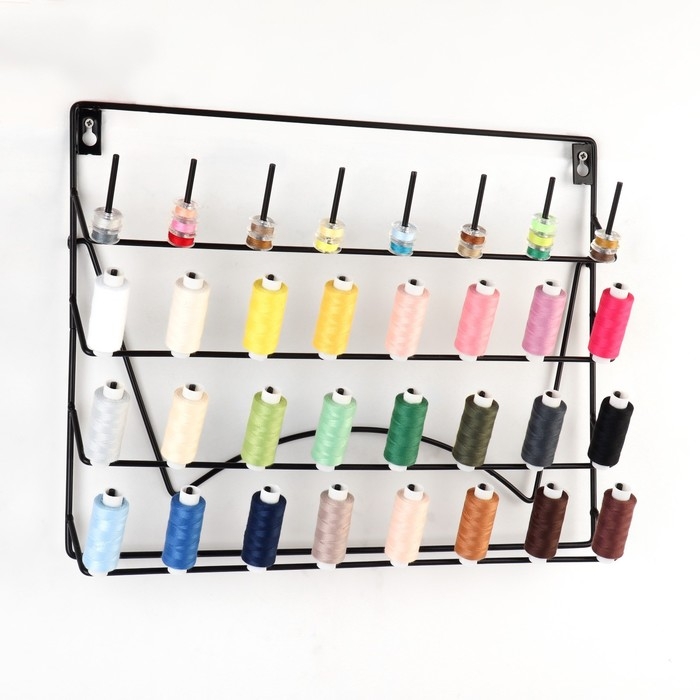 Органайзер-стойка для ниток, настенная/настольная, с подставкой, 40 × 31 см, цвет чёрный Органайзер-стойка для ниток, настенная/настольная, с подставкой, 40 × 31 см, цвет чёрный