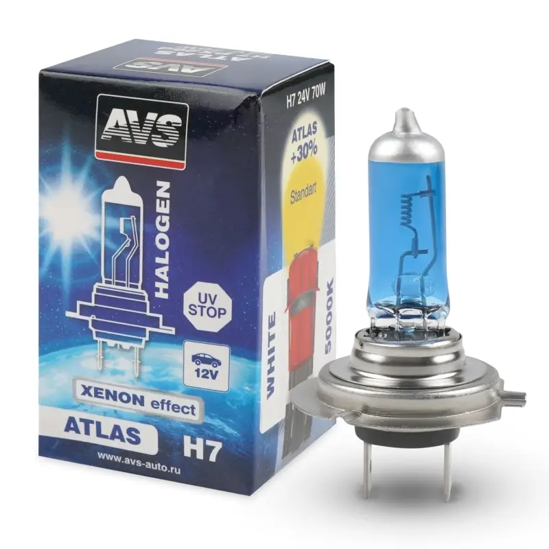 Галогенная лампа AVS ATLAS BOX/5000К/ H7.24V.70W.коробка 1шт.
