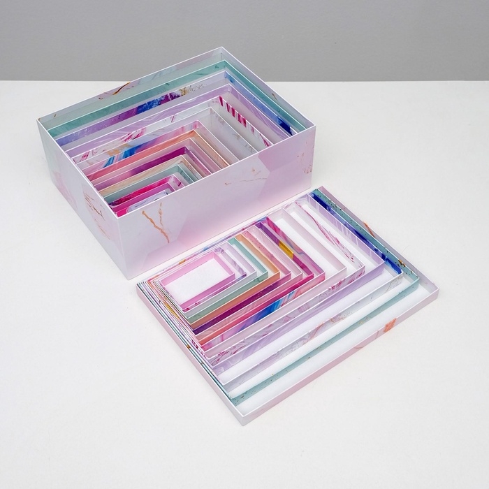 Набор коробок 15 в 1, упаковка подарочная, «Текстурный», 12 х 6.5 х 4 см - 46.5 х 30 х 17.5 см