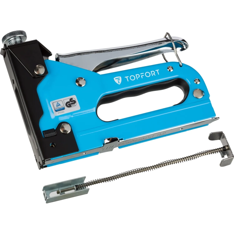 Степлер цельнометаллический Topfort с регулировкой силы удара, по металлу