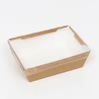 Салатник одноразовый, контейнер с прозрачной крышкой, крафт, 0.4 л, 14.5&times;9.5&times;4, 5 см