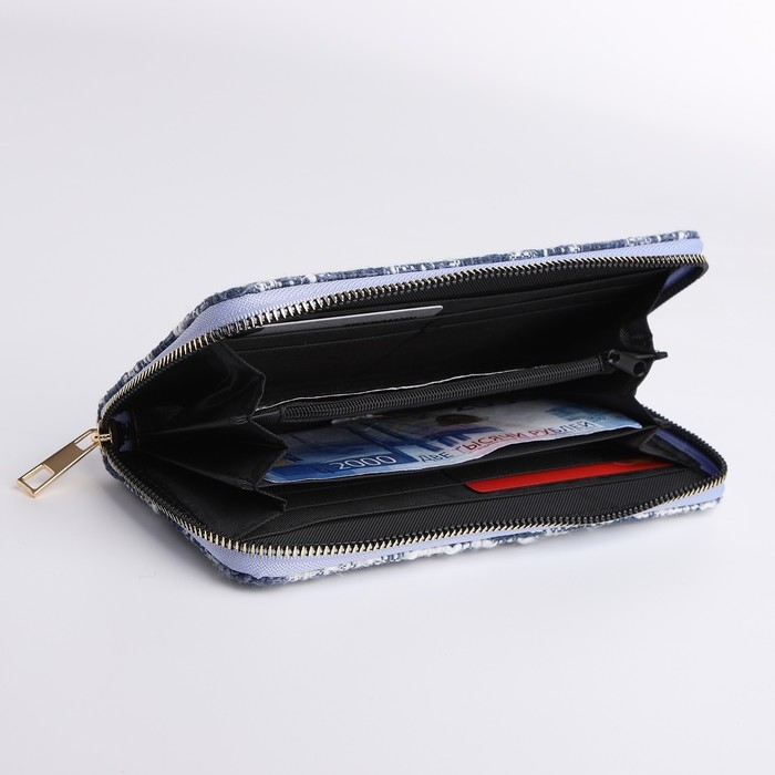 Кошелёк женский на молнии, цвет голубой Кошелёк женский на молнии, цвет голубой