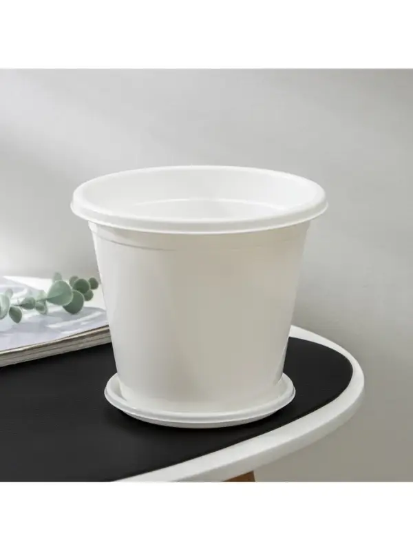 Горшок для цветов с поддоном &laquo;Альтернатива. Эконом&raquo;, 2 л, пластиковый, белый