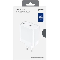 Зарядное устройство сетевое PERO TC16 GaN, USB-C PD, 65W белый