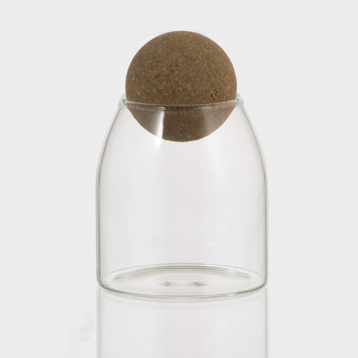 Банка стеклянная для хранения сыпучих продуктов &laquo;Эко. Шар&raquo;, 500 мл, 9,5&times;13,6 см, с пробковой крышкой