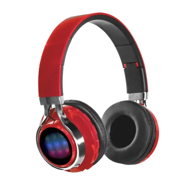 Наушники беспроводные, накладные, Luazon RX-1, Bluetooth 4.2, с микрофоном, с подсветкой LED, microSD, FM, 250 мАч, красные