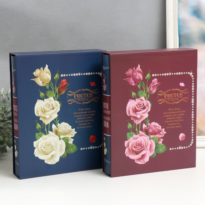 Фотоальбом на 200 фото 13х18 см Фотоальбом на 200 фото 13х18 см "Веточка с розами" в коробке МИКС 29,5х23х5,5 см