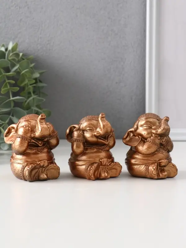 Набор «Слон ничего не вижу, не слышу, не говорю», 3 шт., бронза, 7 см