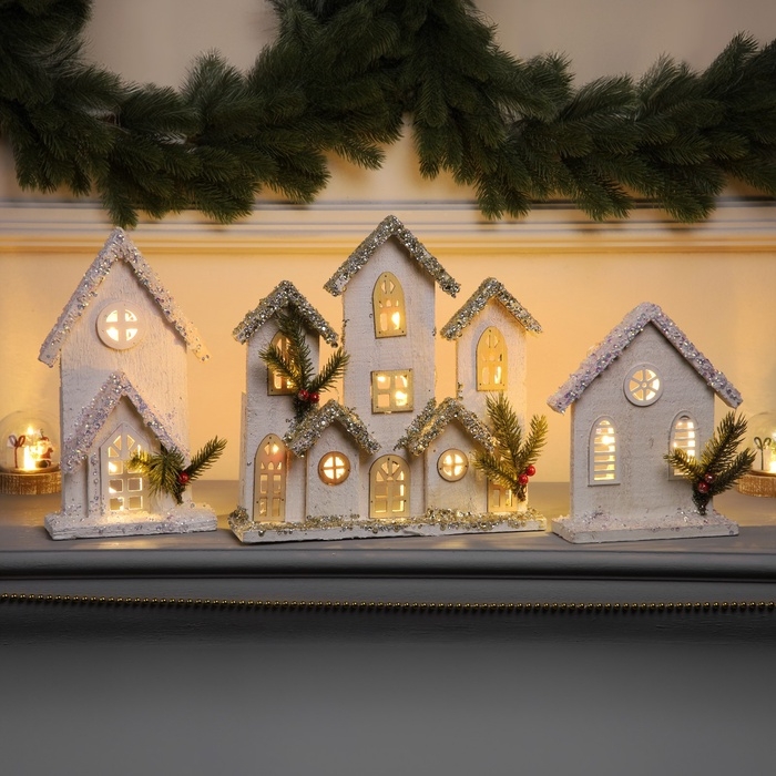 Фигура деревянная Фигура деревянная "Хижина", 28х29х7 см, 10 LED, батарейки AAx2 (не в комплекте), свечение теплое белое