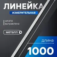 Линейка измерительная ТУНДРА, металлическая, шкала вытравлена, 1000 мм