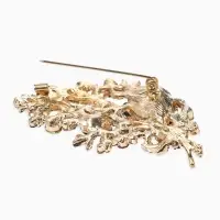 Брошь &laquo;Лист&raquo; осенний, ажур, стразы, цветная в золоте