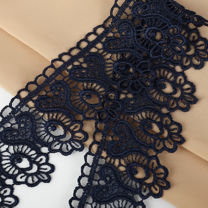 Кружево гипюровое, 46 мм × 11 ± 1 м, цвет тёмно-синий Кружево гипюровое, 46 мм × 11 ± 1 м, цвет тёмно-синий