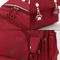 Рюкзак школьный &laquo;Котик&raquo;, 3 кармана, 2 отделения, 29&times;14&times;44 см, бордовый