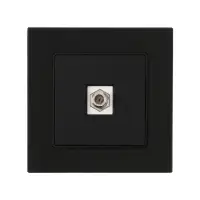 Розетка телевизионная TOT Matte Glass, стекло, скрытая, одноместная, чёрная