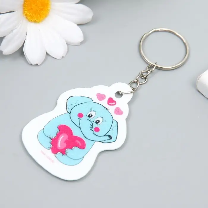 Брелок для ключей на кольце &laquo;Слонёнок с сердечком&raquo;, EVA, 3.8&times;6 см
