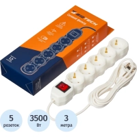 Сетевой фильтр BigTech ST516-3-W(5р/3м/16А/3,5кВт/3х1 мм2/белый)