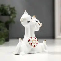 Фигурка керамика &laquo;Котята с сердцем со стразами&raquo;, белый с золотом, 10.2 см