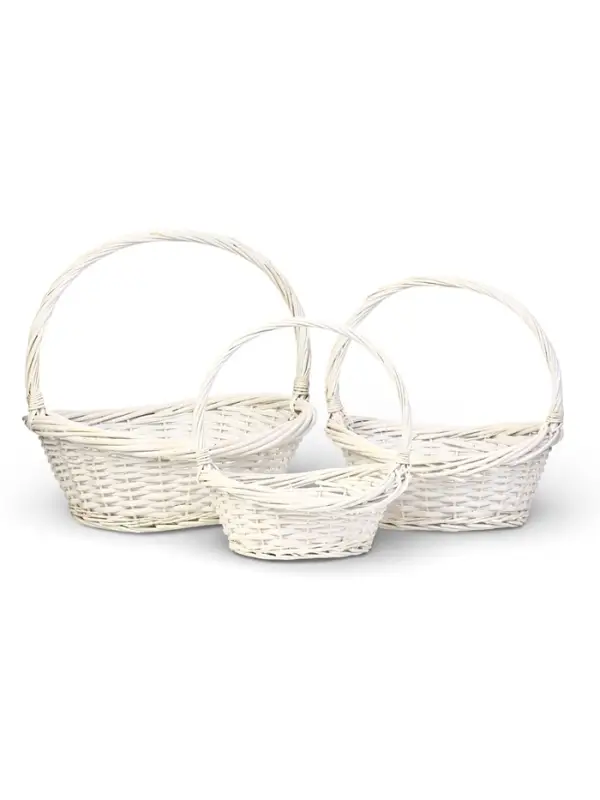Корзина плетёная для хранения Folia, с ручкой, белая, набор 3 шт.