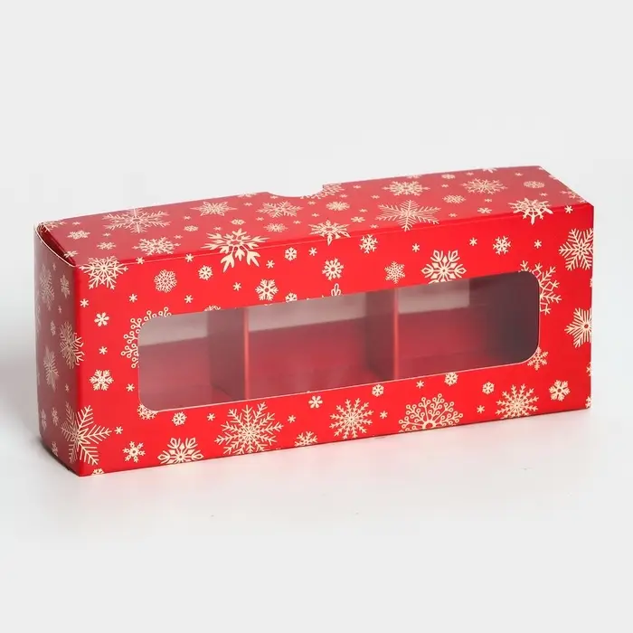Коробка под 3 конфеты «Снежинки», 13×5×3.3 см