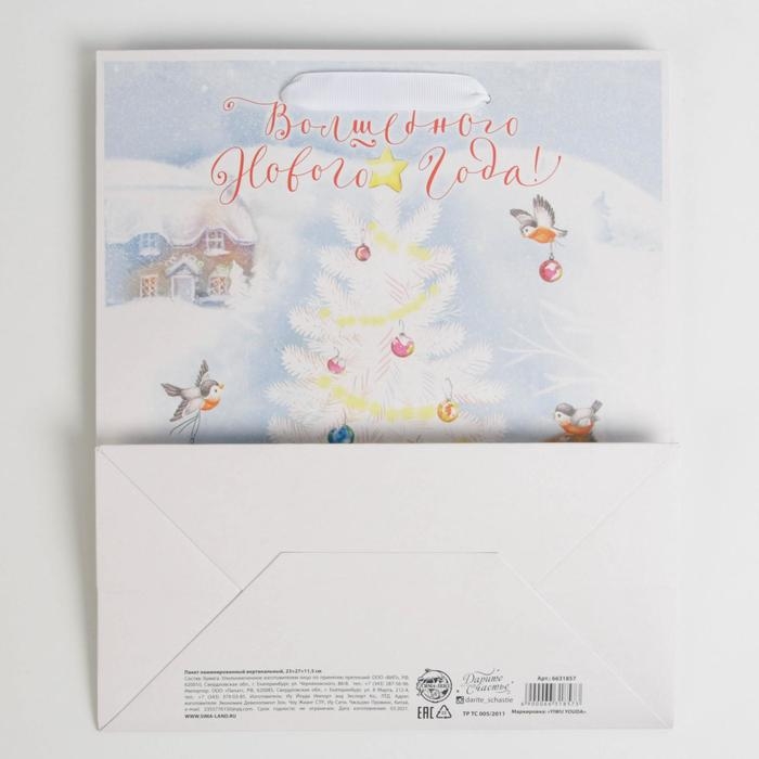 Пакет подарочный новогодний ламинированный «Волшебного Нового года», ML 23 х 27 х 11.5 см