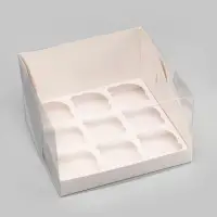 Коробка для 9 капкейков белая 23.5&times;23&times;14 см