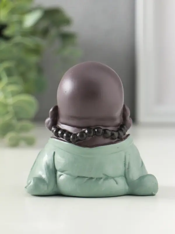 Сувенир полистоун "Маленький будда - Абхайя-мудра" зелёно-коричневый 8х6х6 см