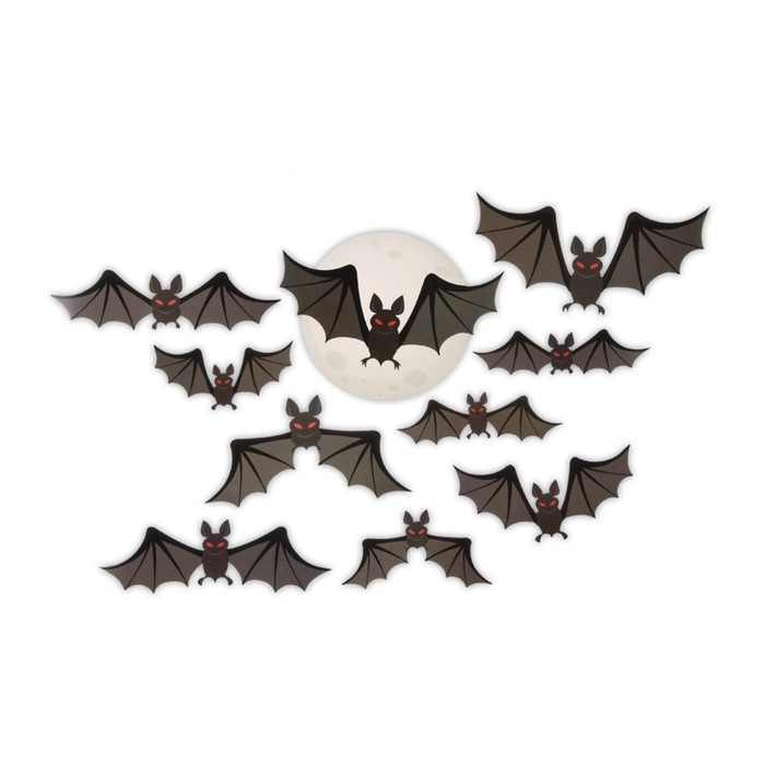 Декор на стену «Настоящая ночь страха и ужаса», летучие мыши, набор 10 шт. Декор на стену «Настоящая ночь страха и ужаса», летучие мыши, набор 10 шт.