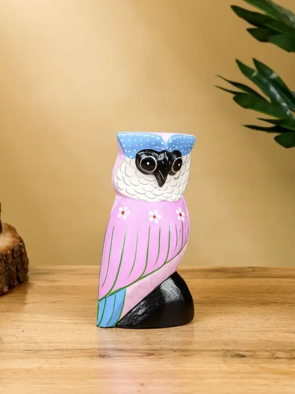 Набор сувенирный «Совы», h=17 см, h=14.5 см, h=11 см, дерево, сиреневый