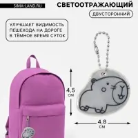 Светоотражающий элемент &laquo;Капибарка&raquo;, двусторонний, 4.8&times;4.5 см, белый