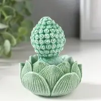 Сувенир полистоун "Лотос и маленький Будда" зелёный 7,5х7,5х9,5 см