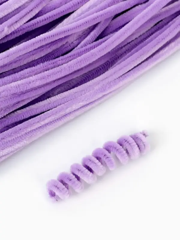 Синельная проволока, набор 100 шт, размер 1 шт 30х0,8 см, цвет сиреневый Синельная проволока, набор 100 шт, размер 1 шт 30х0,8 см, цвет сиреневый