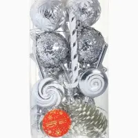 Ёлочные игрушки набор 17 шт. &laquo;Ярмарка волшебства&raquo; 6 см, серебро