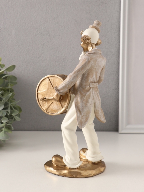 Сувенир полистоун  Сувенир полистоун "Клоун с барабаном" бело-бежевый 10х6х23,5 см