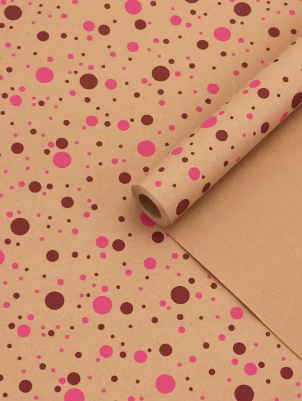 Крафт бумага «Конфетти» розовый/бордовый на коричневом фоне, 0.72×10±5% м, 60 г Крафт бумага «Конфетти» розовый/бордовый на коричневом фоне, 0.72×10±5% м, 60 г