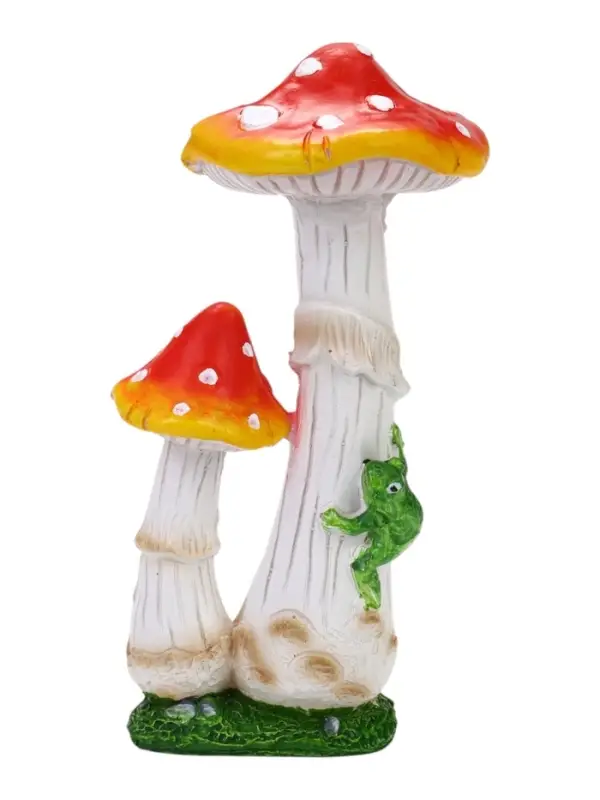 Садовая фигура из полистоуна &laquo;Мухомор с лягушкой&raquo;, 13&times;13&times;32 см
