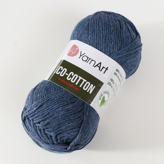 Пряжа для вязания спицами, крючком YarnArt, Eco Cotton, 80% хлопок, 20% полиэстер, 220 м/100 г, (773 джинс)