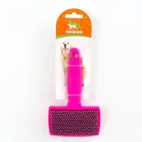 Пуходерка средняя, 9&times;15.5 с, мягкая, с закругленными зубьями, пластик, розовая