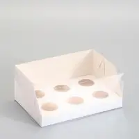 Коробка кондитерская складная для 6 капкейков, белая, 23.5&times;16&times;14 см