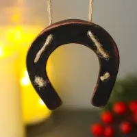 Ёлочная игрушка, подвеска &laquo;Подкова, любви, счастья, богатства&raquo;, керамика, 7&times;7.6 см