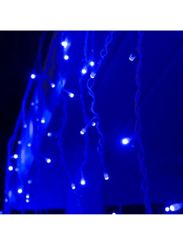 Гирлянда &laquo;Бахрома&raquo; 3&times;0.6 м, IP44, УМС, белая нить, 160 SMD-LED, свечение синее, 220 В