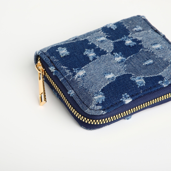 Кошелёк на молнии, цвет синий