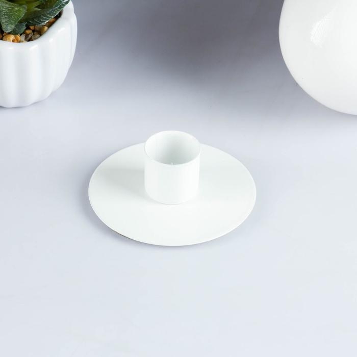 Подсвечник  Подсвечник "Круг" металл на 1 свечу, 7х3 см, белый