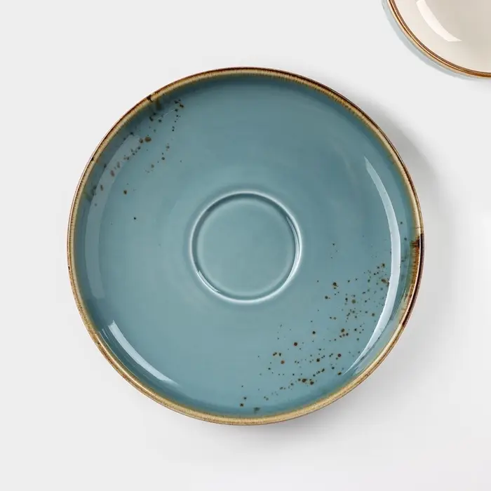 Чайная пара Magistro &laquo;Церера&raquo;, 2 предмета: чашка 250 мл, блюдце d=16.5 см, фарфор, голубая