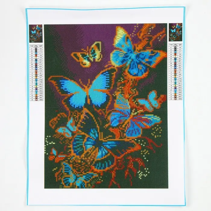 Алмазная мозаика с полным заполнением на холсте &laquo;Бабочки&raquo;, 30&times;40 см