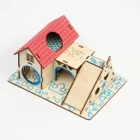 Комплекс-площадка для грызунов, 19&times;14 см, 2 домика и горка, фанера