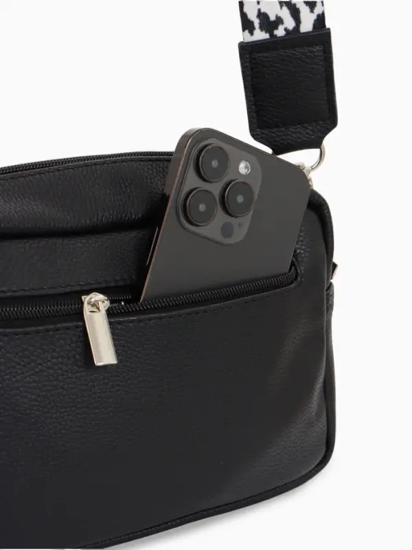 Сумка женская кросс-боди TEXTURA на молнии, 21&times;7&times;13 см, чёрная