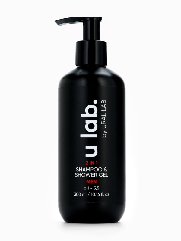 ULAB Мужской гель-шампунь 2в1 300 мл, с ментолом