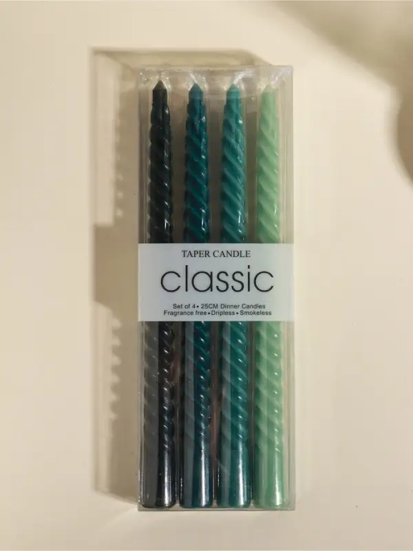 Набор свечей витых, 2&times;25 см, 4 шт., палитра зелёного, 25.5&times;8.8&times;2.4 см